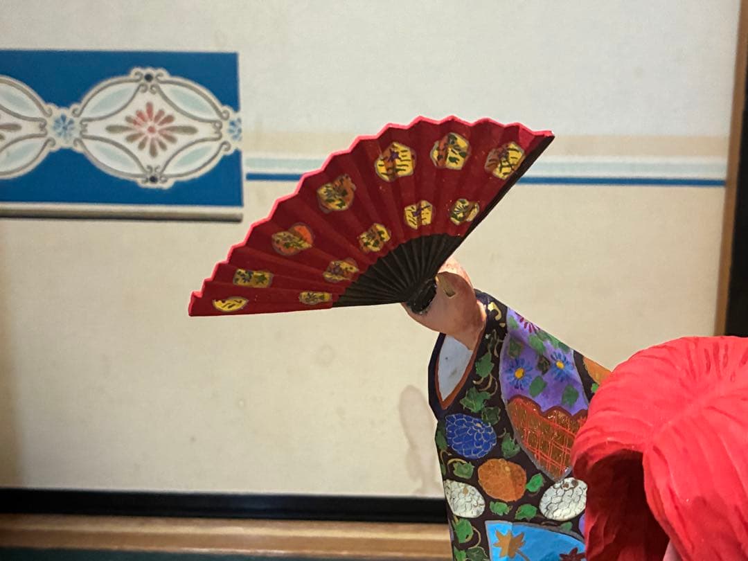 木製 木彫り 彫刻 【池田 秀鳳】伝統的 歌舞伎 赤い髪 人形 在印 共箱