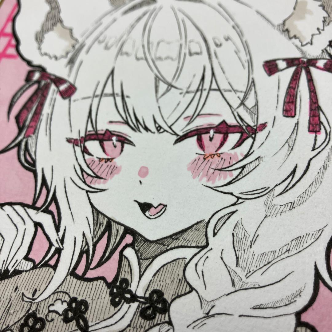 m*o様 オリジナル 手描きアナログイラスト 色紙　No.14