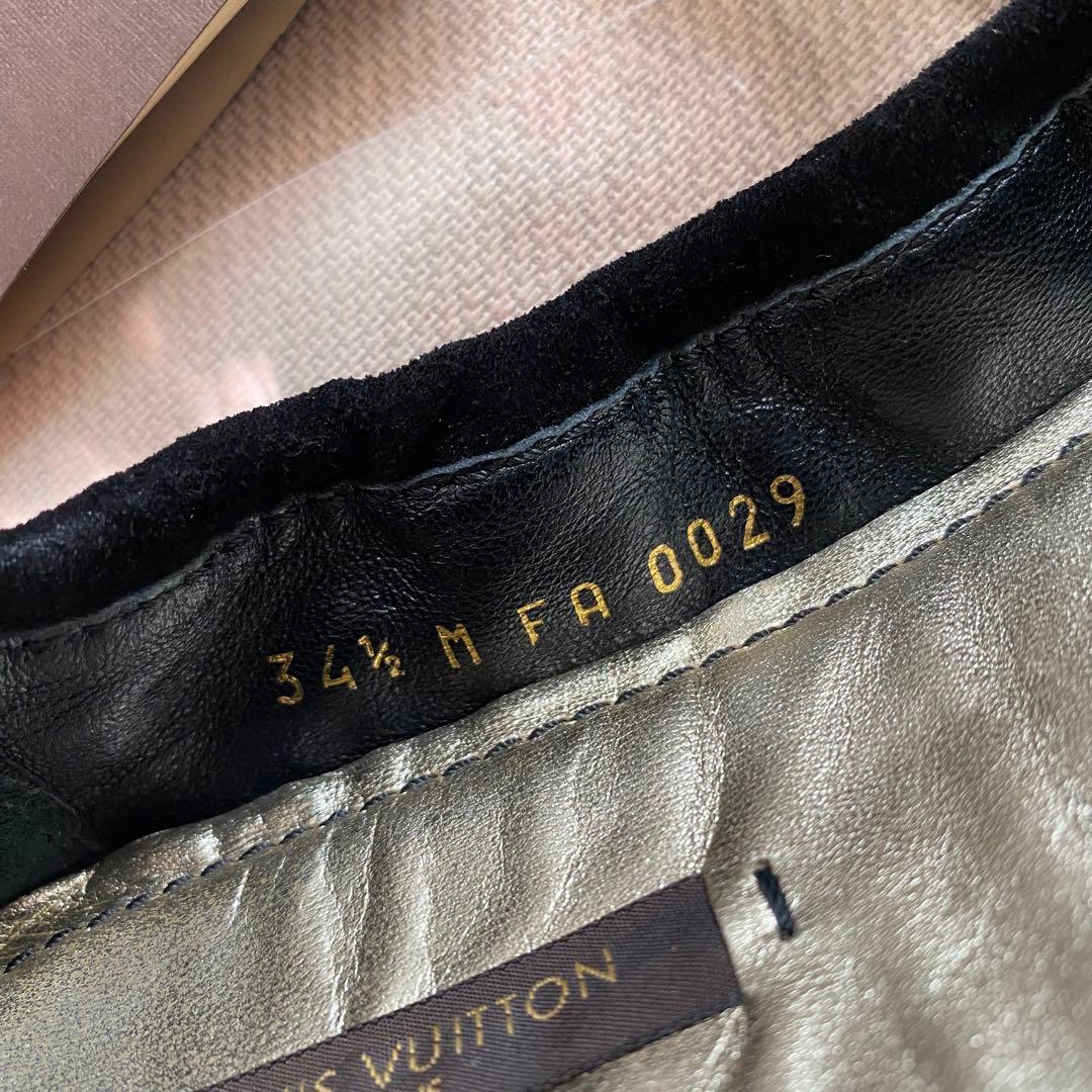LOUIS VUITTON スエード フラットシューズ ブラック 34 1/2