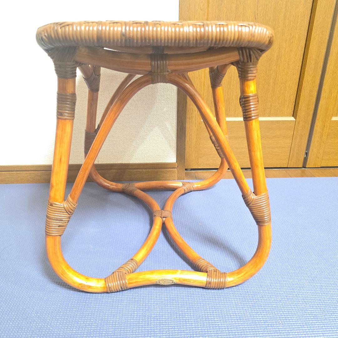 315】KAZAMA　カザマ　ラタン　スツール 籐 レトロ インテリア 椅子