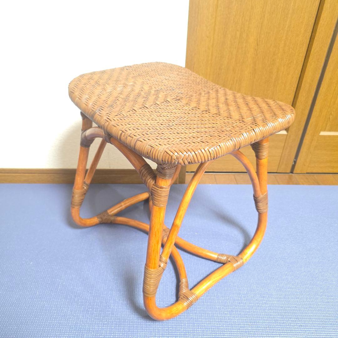 315】KAZAMA　カザマ　ラタン　スツール 籐 レトロ インテリア 椅子