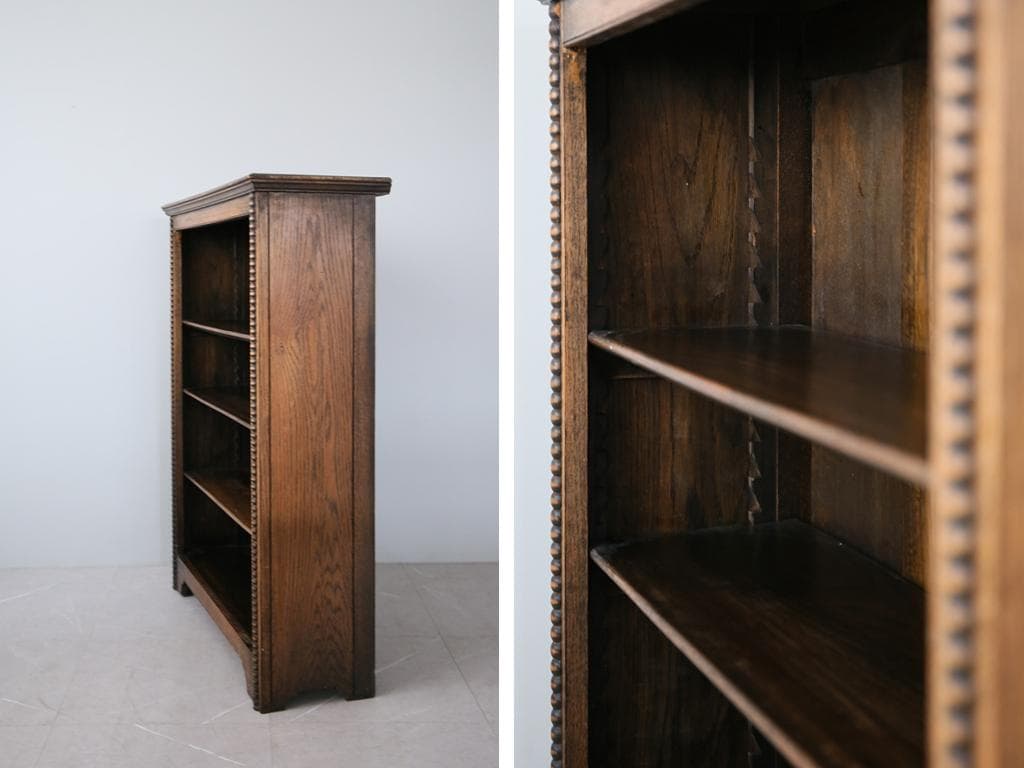 英国アンティーク木製ブックシェルフ/本棚/食器棚/飾り棚/収納ラック92-232