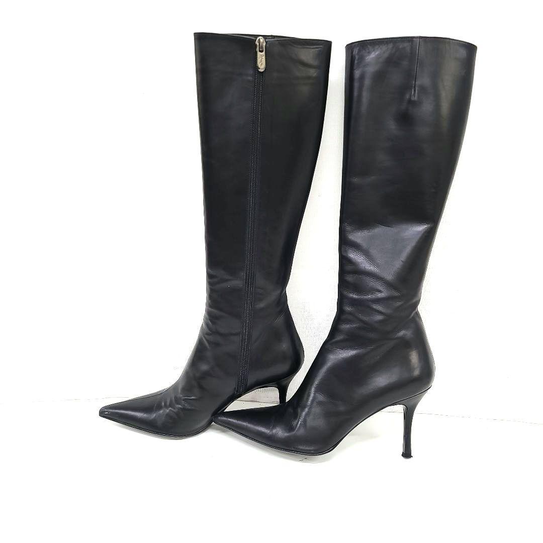 銀座カネマツ　本革ロングブーツ 24.5cm　ポインテッドトゥ　美脚