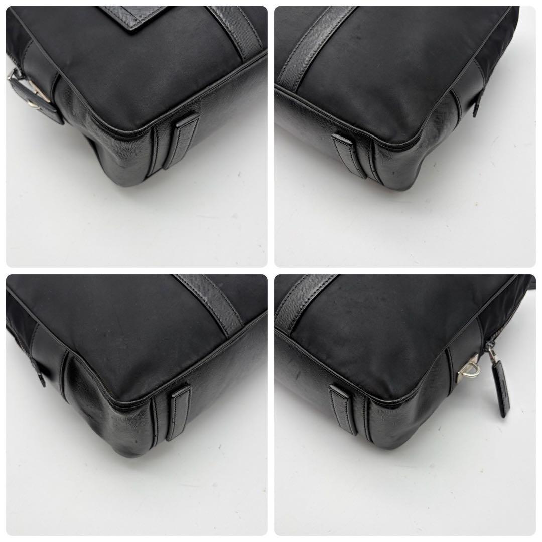 プラダ ビジネスバッグ 三角ロゴ 南京錠 A4可能 ナイロン サフィアーノ 黒