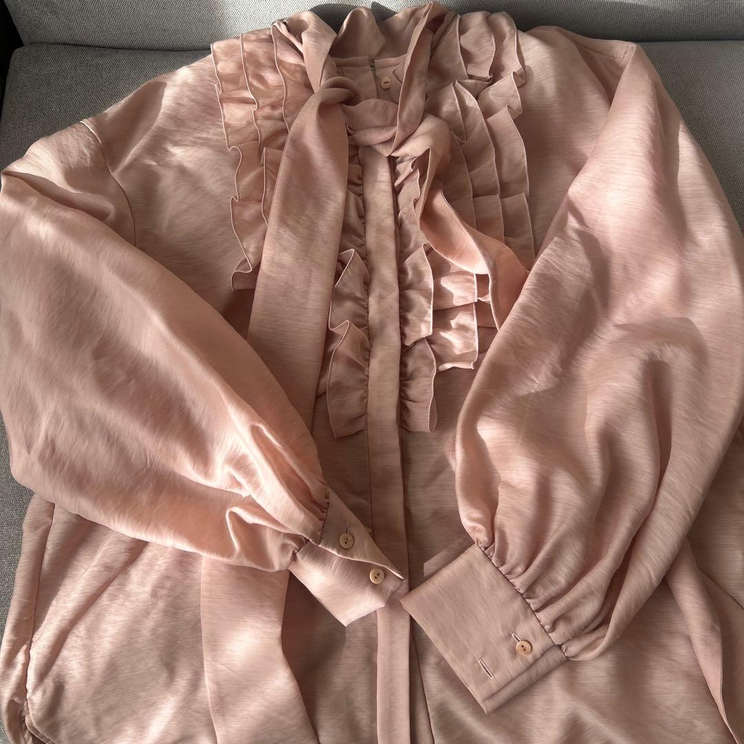 オーガンジー フリル＆ボウタイ ブラウス