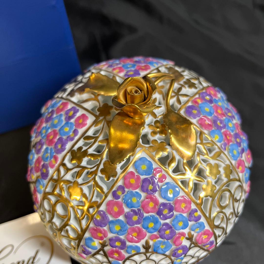 ヘレンド HEREND 透かし彫り 限定品 クラウン ボンボニエール 小花