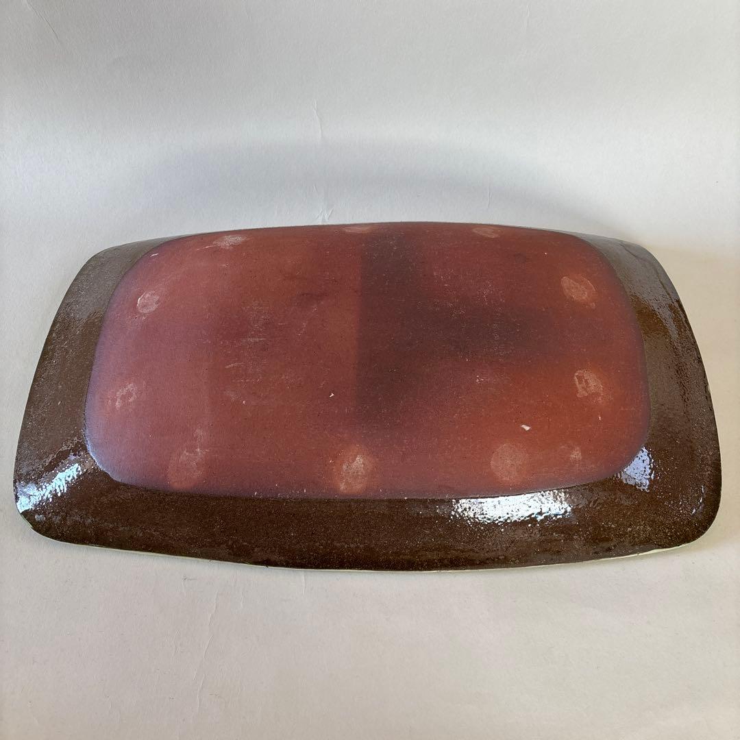 舩木研児　船木研児　白釉藁描大鉢　共箱　民藝