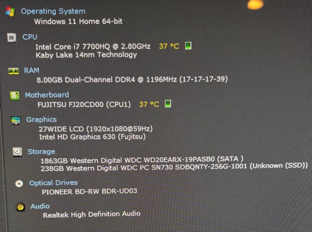 FH90B3 Win11 corei7 新品SSD TV