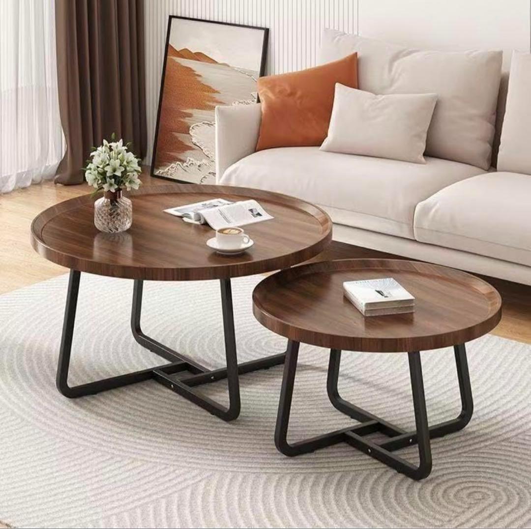 大理石柄 ネストテーブル ローテーブルおしゃれ マルテーブルコーヒーテーブル