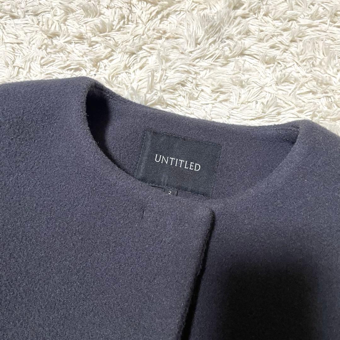 UNTITLED アンタイトル ノーカラーコクーンコート ポケット ネイビー 2