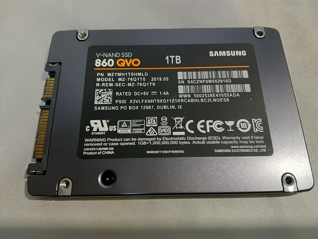 【動作確認済】SAMSUNG 860 QVO 1TB 2.5インチ SSD