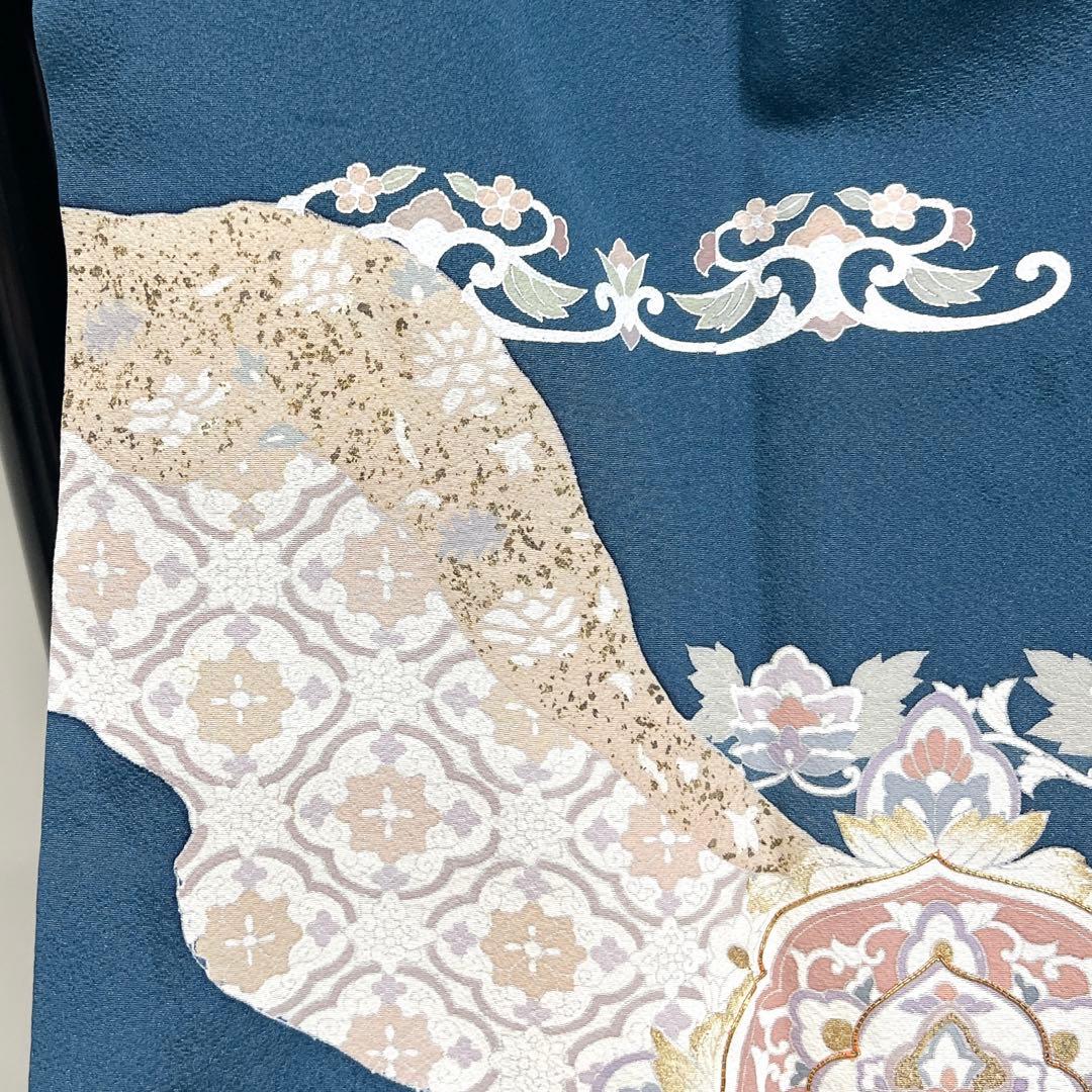 作家もの　色留袖　金駒刺繍　金彩　華紋　花菱　七宝　唐草 紋無し　着物　031k