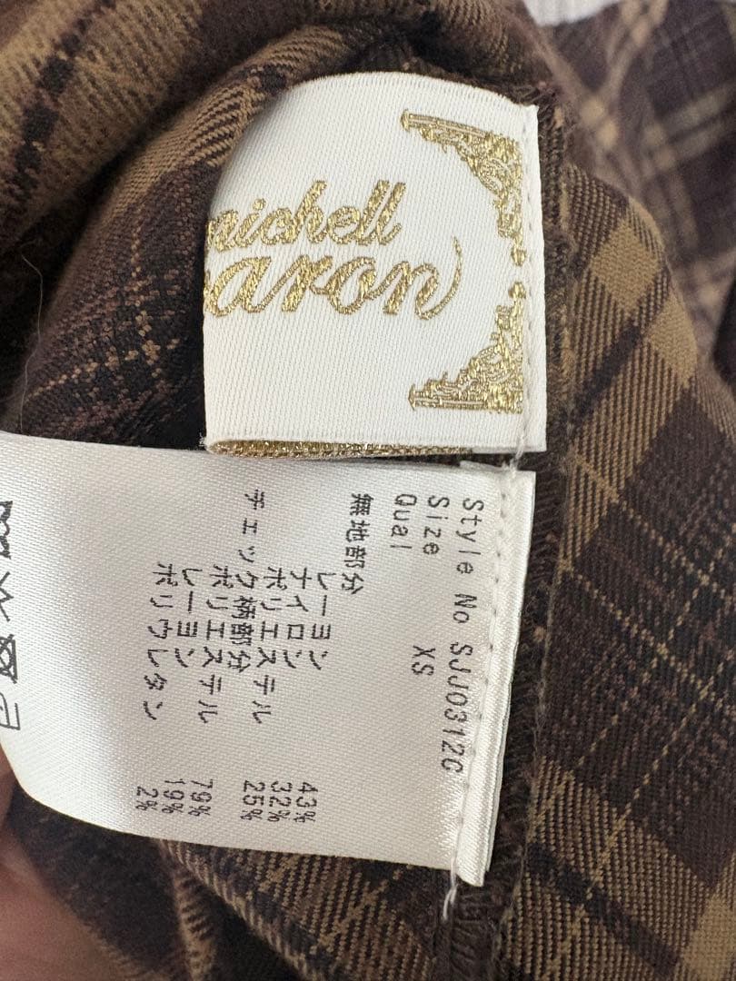 ミシェルマカロン チェックドッキングワンピース　XS