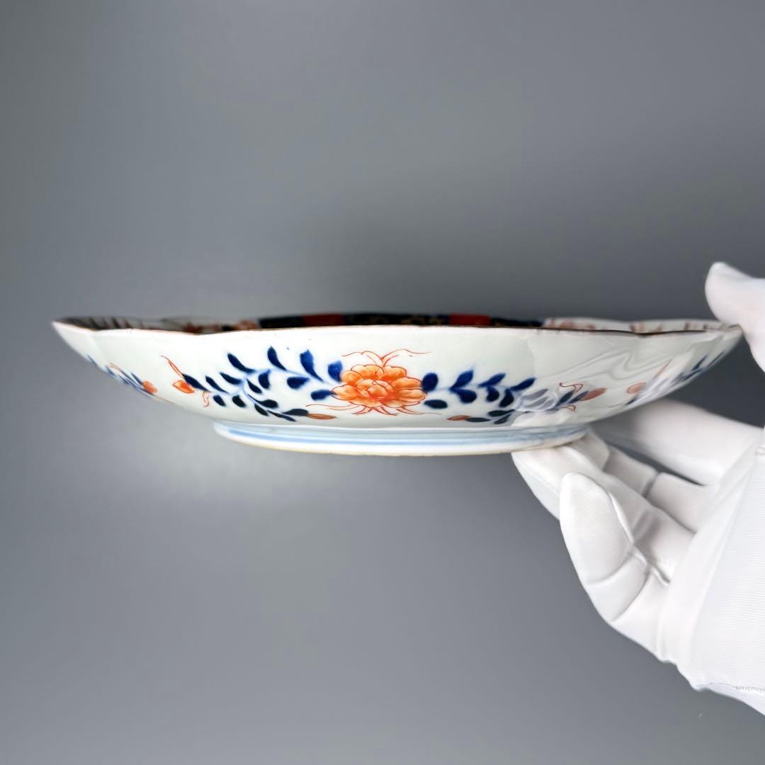 明治後期　オールド香蘭社　染錦牡丹文菱形皿　桐箱付　絢爛豪華　アンティーク食器