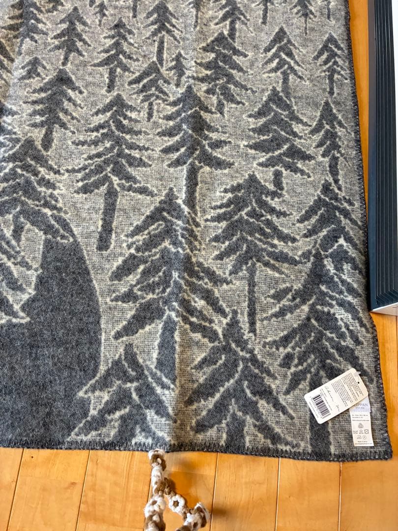 美品KLIPPAN✕mina perhonen 　ウールブランケット　グレー