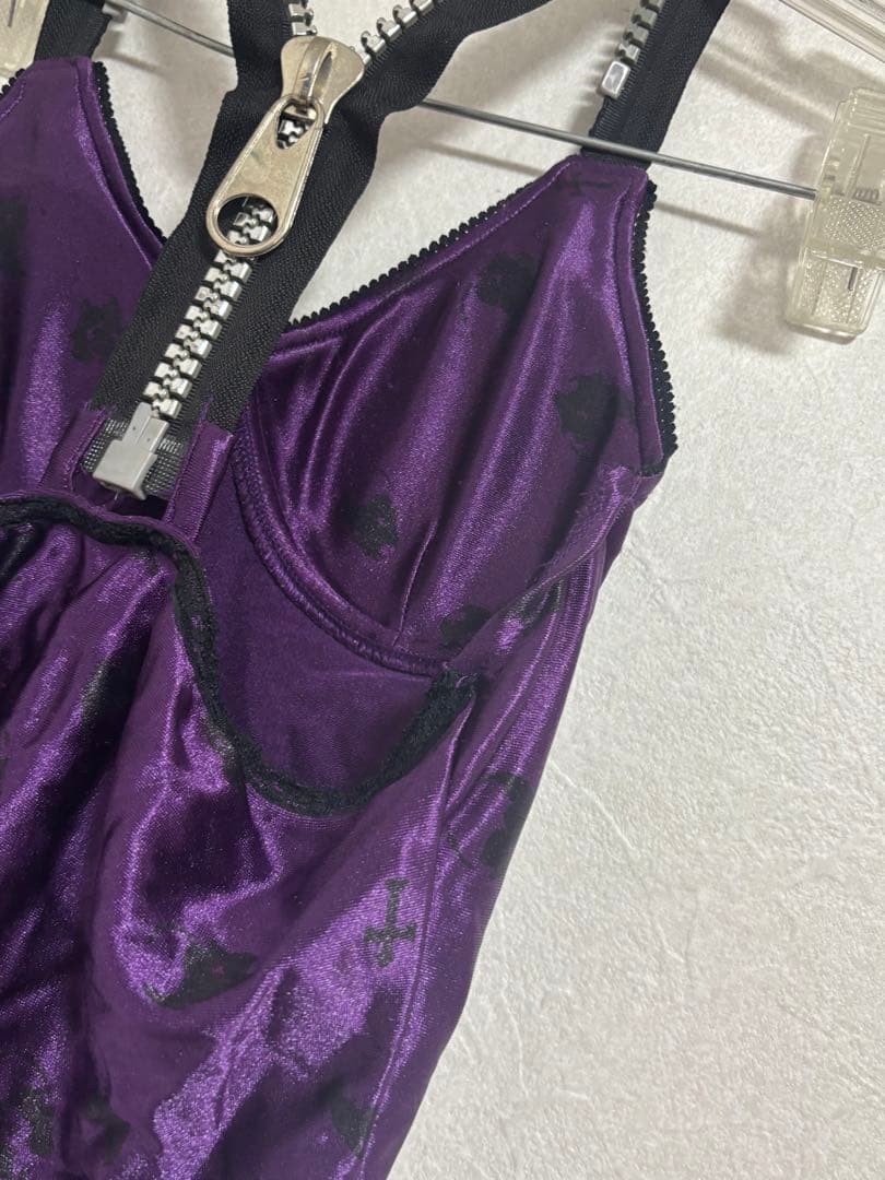 tutuHA GLAVlL スカル柄ジップキャミソール パープル【稀少品】