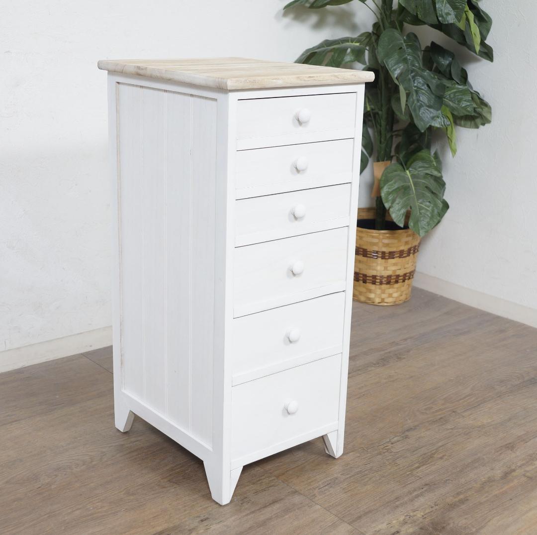 【新品】シャビー アンティーク風　チェスト　A4対応 6段 異素材天板