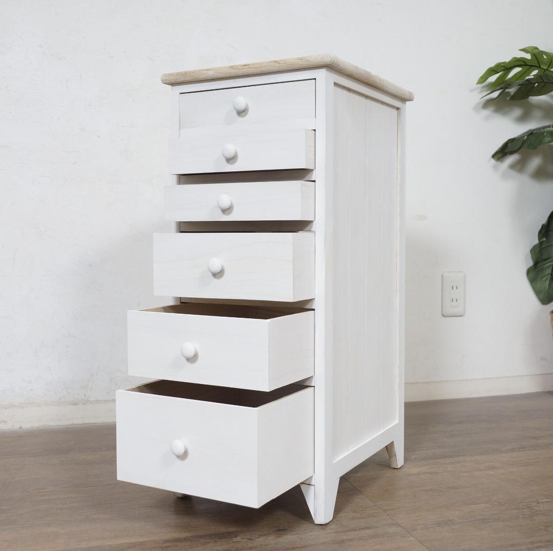 【新品】シャビー アンティーク風　チェスト　A4対応 6段 異素材天板