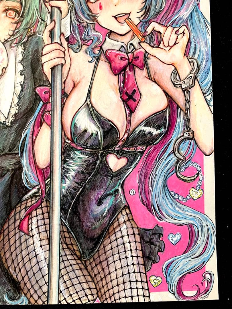 手描きイラスト　色鉛筆画　初音ミク