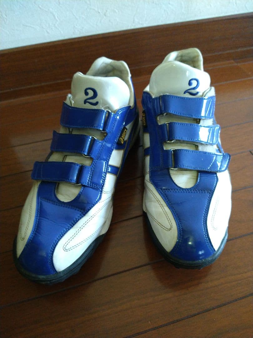 アシックス トレーニングシューズ 青白 ベルクロ　28.5