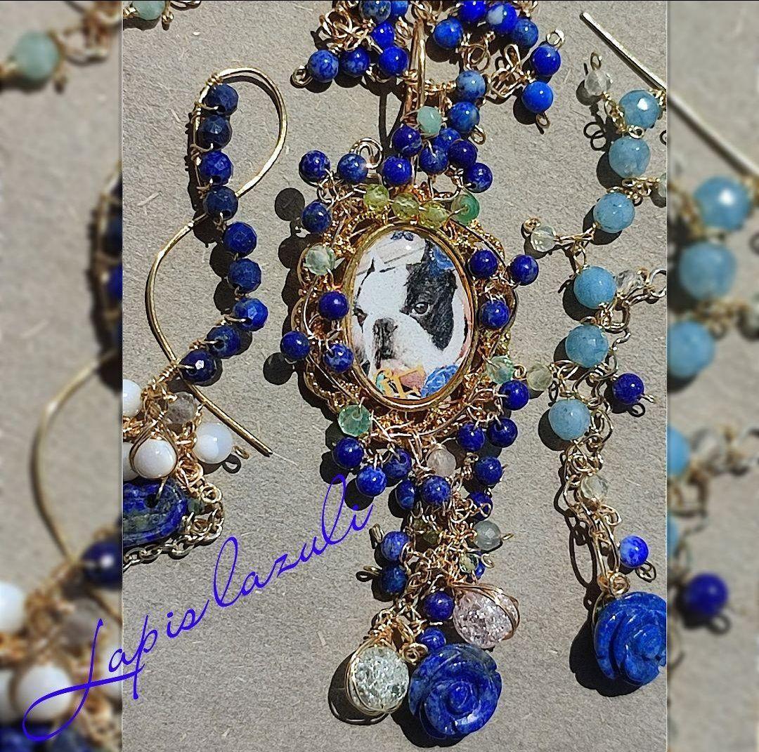 14kgf 　うちの子 【ラピスラズリ 写真 ネームオーダー　ネックレス】贈り物