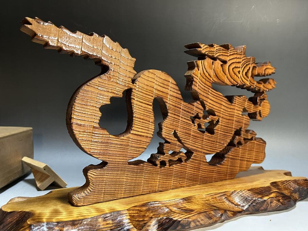 屋久杉　飛龍　置物　４２㎝　龍　木彫　木彫り