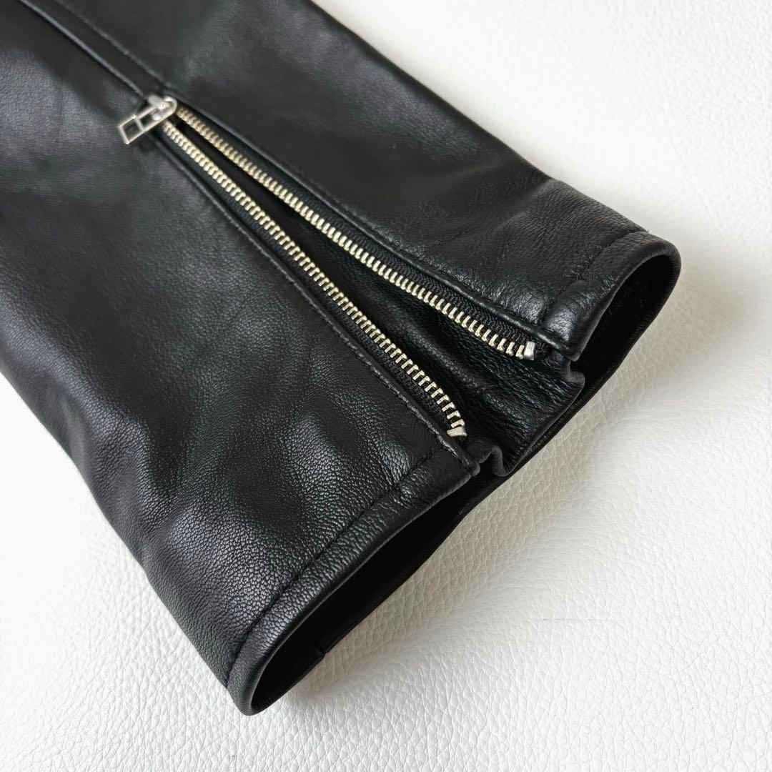 もりのがっこう ラムレザーノーカラージャケットブルゾン L