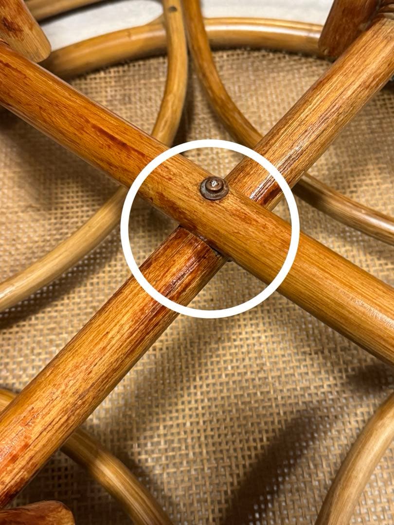 昭和レトロ　ラタン ガラステーブル 籐 　座卓　円卓　ヴィンテージ おしゃれ