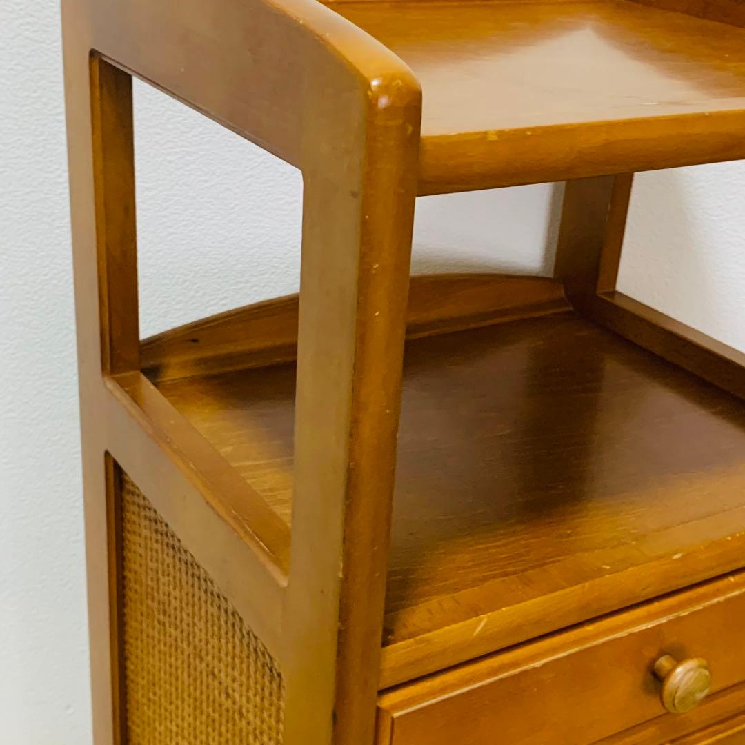 karimoku カリモク ラタン 籐製 電話台 花台 レトロ アンティーク