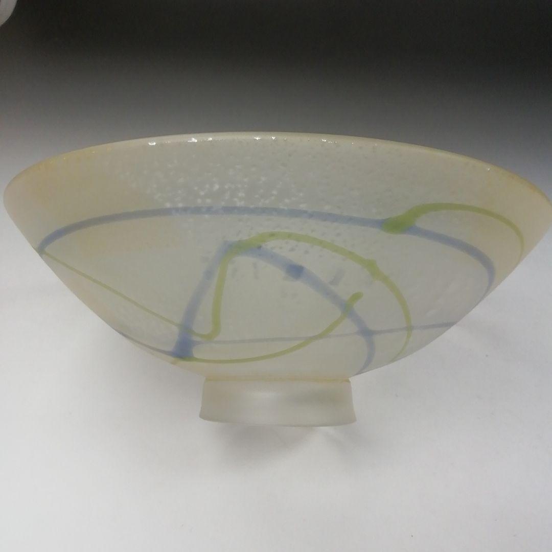 Ｔ５５６　茶碗　『ガラス茶碗』『上野良樹 作』　共箱　抹茶碗　茶道具