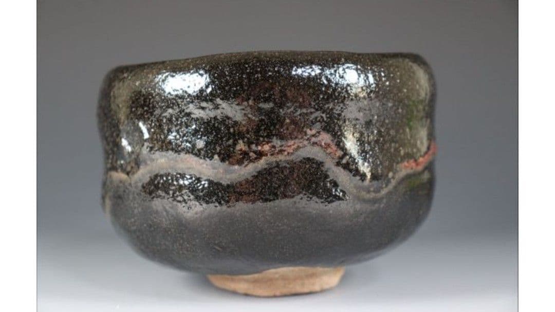 黒楽茶碗　園部玄哉造　銘「東雲」(しののめ)　堀内宗完書付