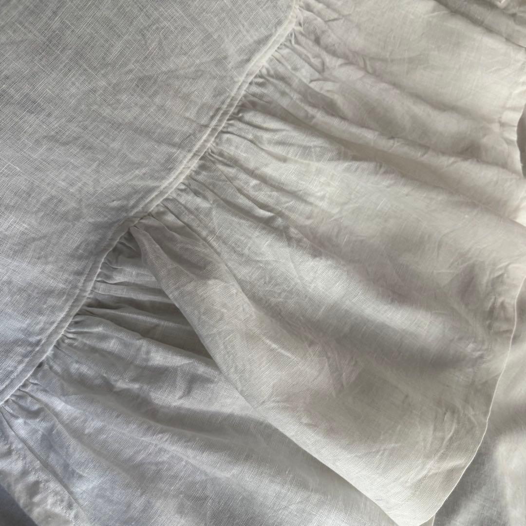 ホワイトリネンナチュラルフリルカーテンஐ⋆*ドイリー付き