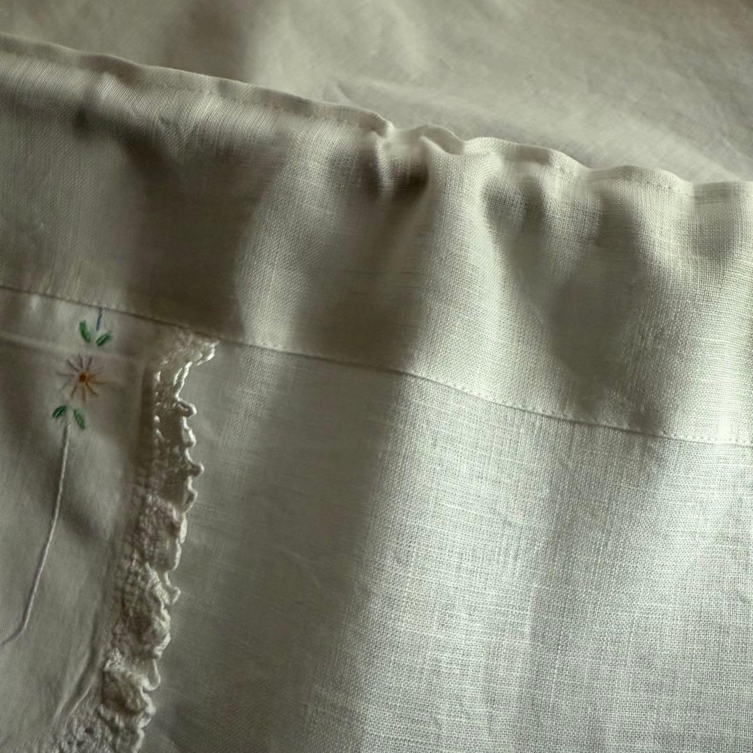 ホワイトリネンナチュラルフリルカーテンஐ⋆*ドイリー付き