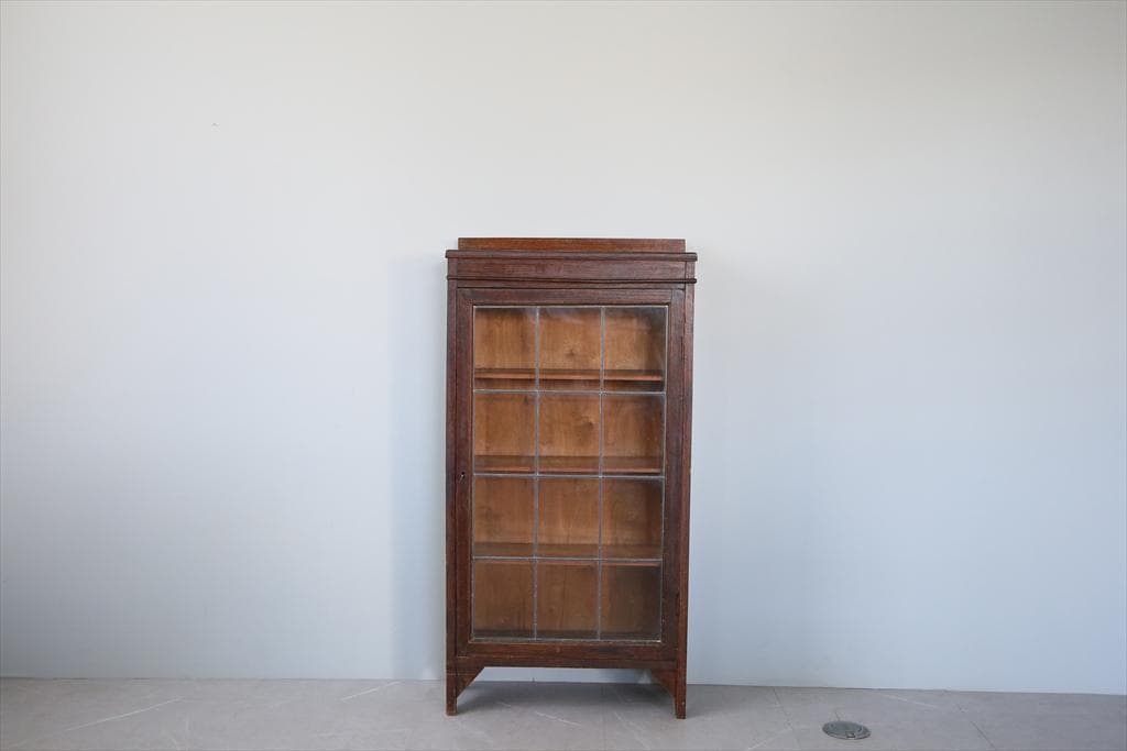 英国アンティーク木製ブックケースキャビネット/本棚/食器棚/飾り棚(91-29)