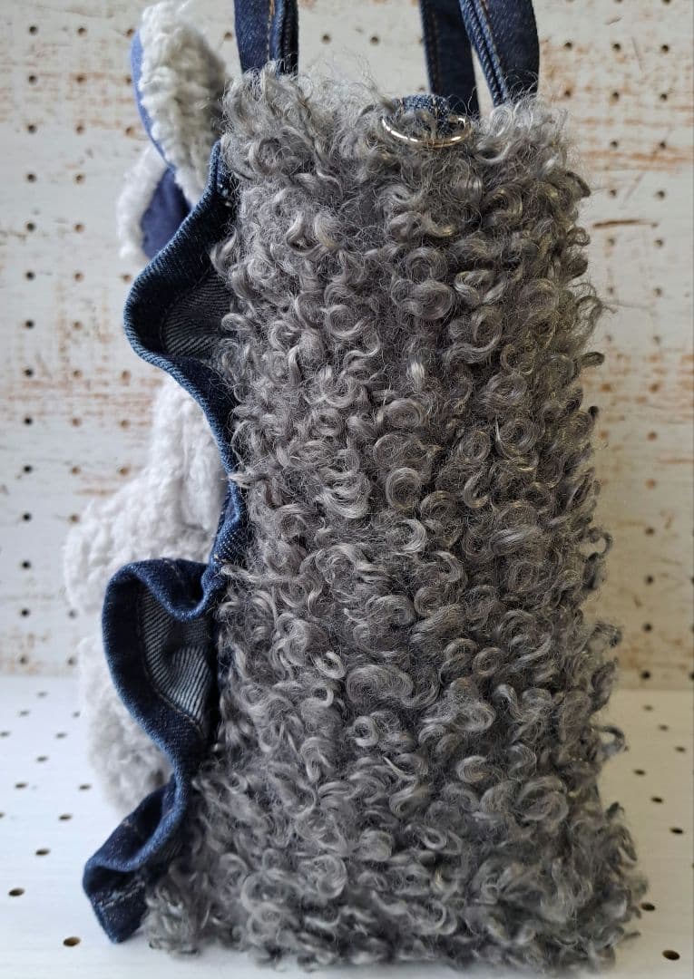 n*o様 コヤンイサムチョン　リトルサンダー　デニムリメイクフリルトートバッグ