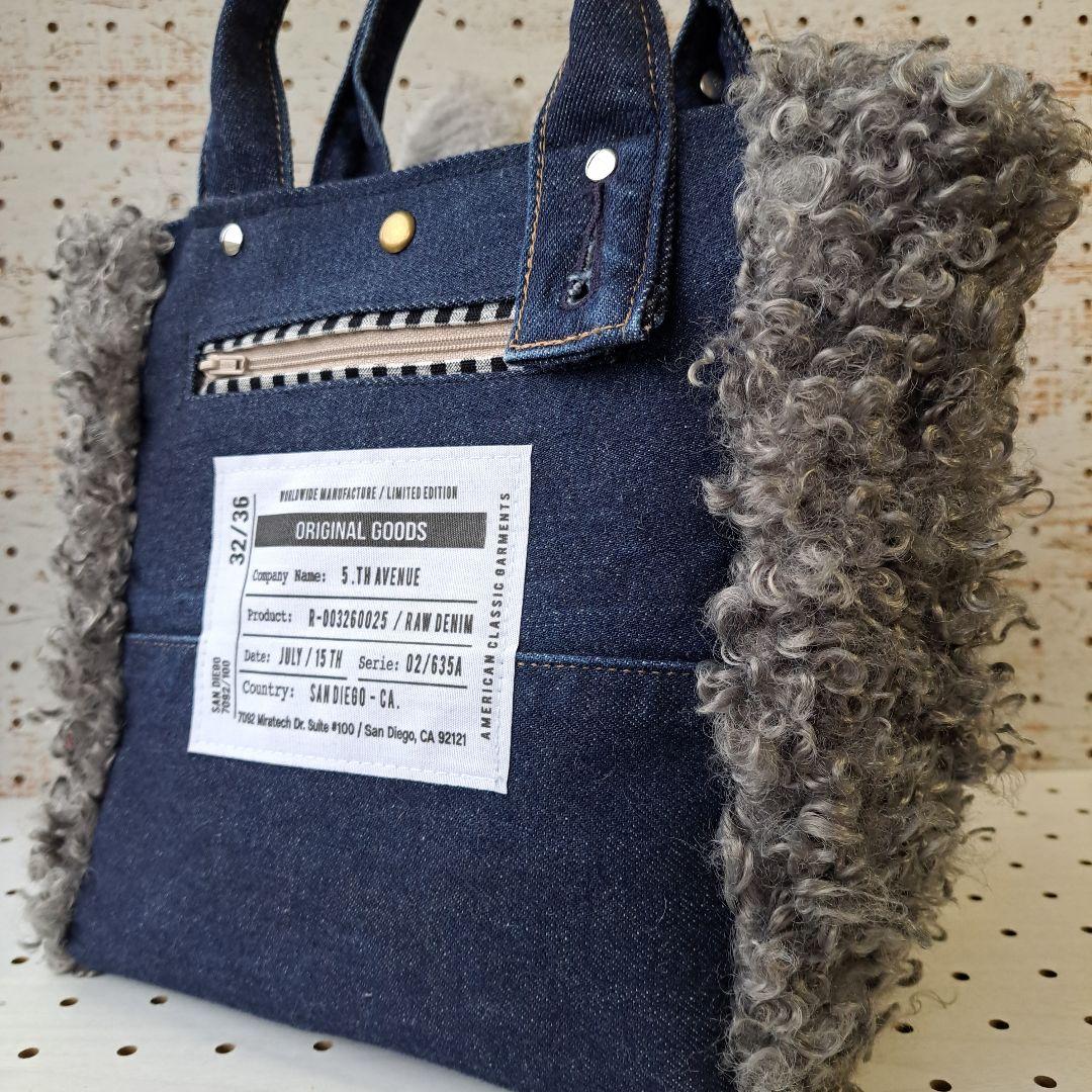 n*o様 コヤンイサムチョン　リトルサンダー　デニムリメイクフリルトートバッグ