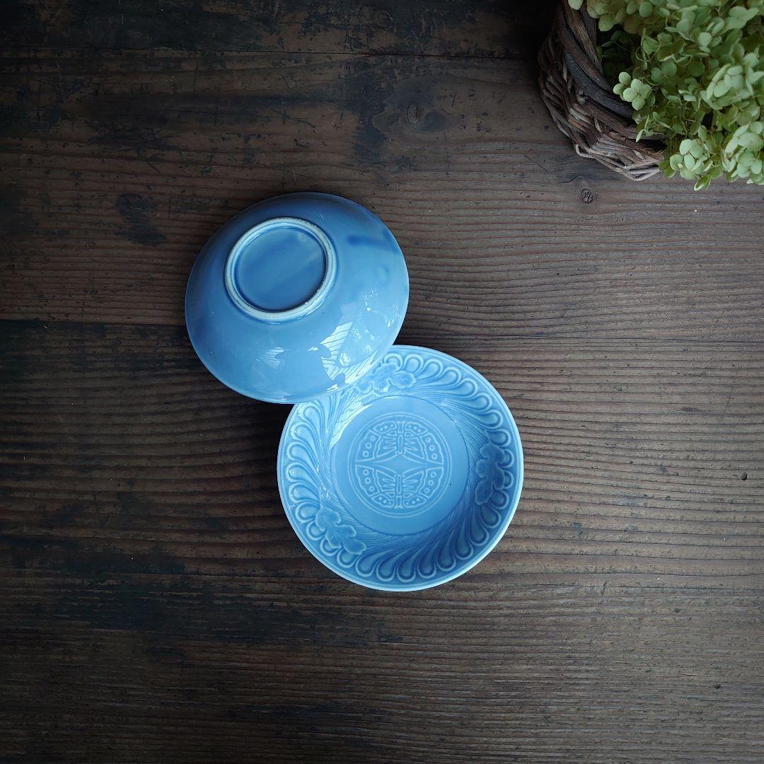 【ご成約】染付 線描 花クルス文 7寸皿と 骨董の器 おまとめ