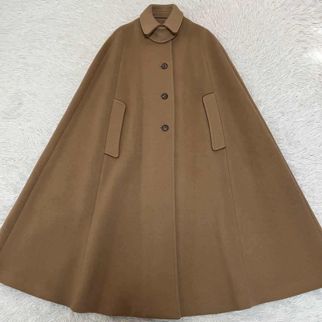 【美品】ダックス　裏地ハウスチェック　ウール　ケープコート　マントコート