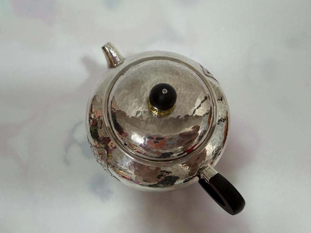 純銀製 唐草花文 急須 銀瓶 煎茶道具