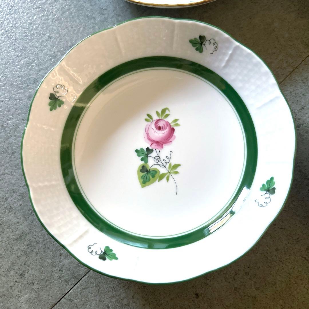 値下げ❗️ヘレンド　ヴィクトリアブーケ　アポニーグリーン　その他　深皿　6枚セット