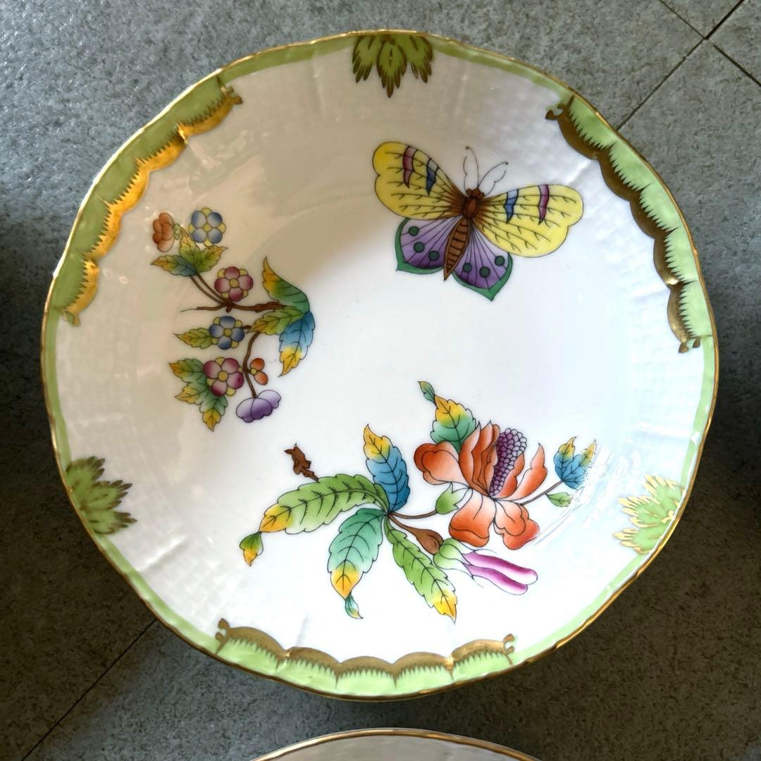 値下げ❗️ヘレンド　ヴィクトリアブーケ　アポニーグリーン　その他　深皿　6枚セット