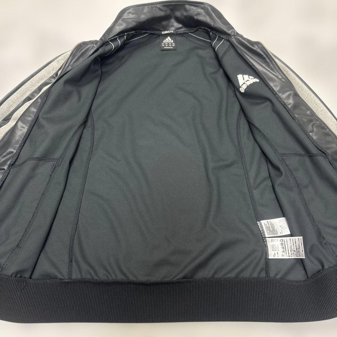 TIti⭐︎アディダス 希少★セットアップ シルバー三本ライン レザー風　M