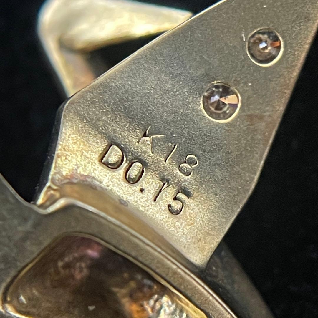 K18 折り鶴モチーフダイヤモンドピンブローチ