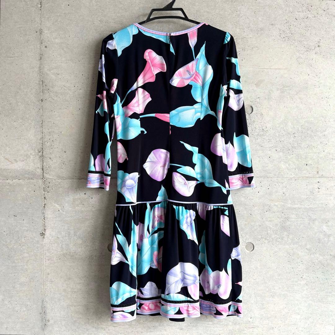 美品 LEONARD カンカン素材 ワンピース 38 花柄