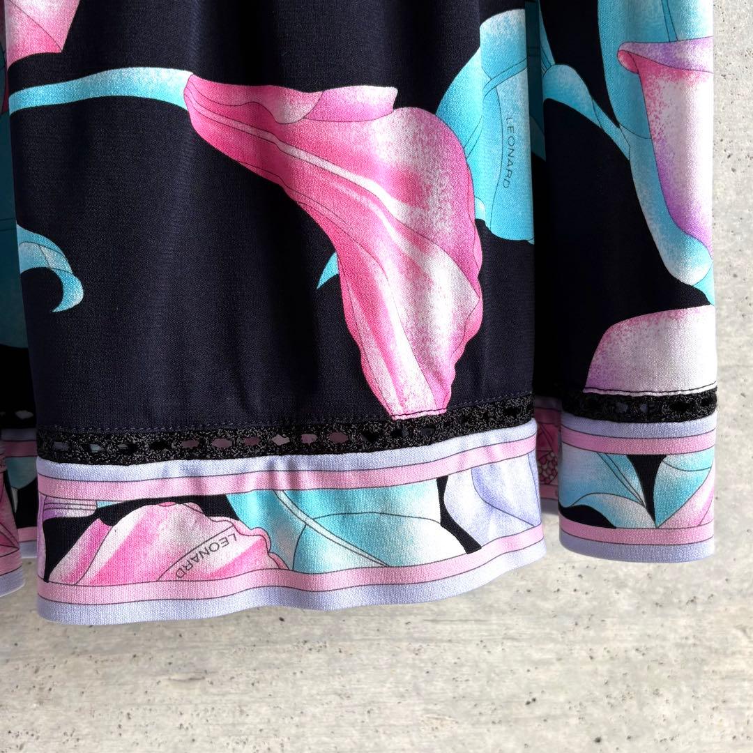 美品 LEONARD カンカン素材 ワンピース 38 花柄