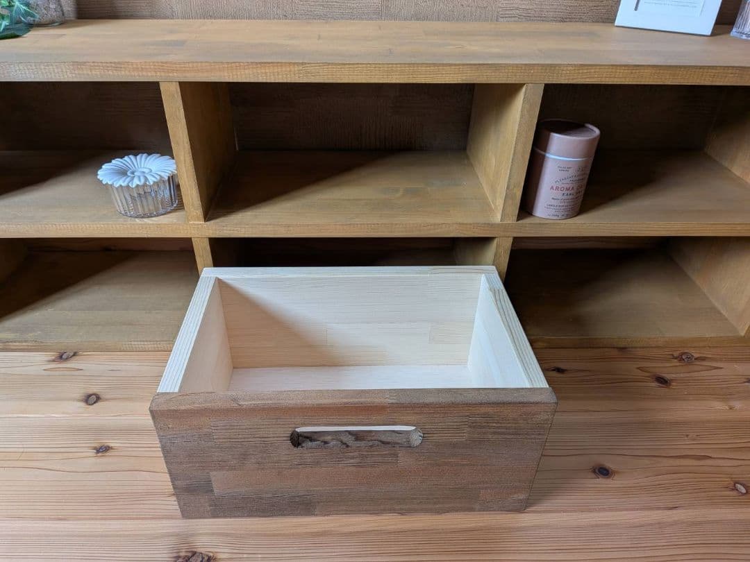 【送料無料】天然木　赤松集成材　チェスト付きスタッキングシェルフ　収納引き出し