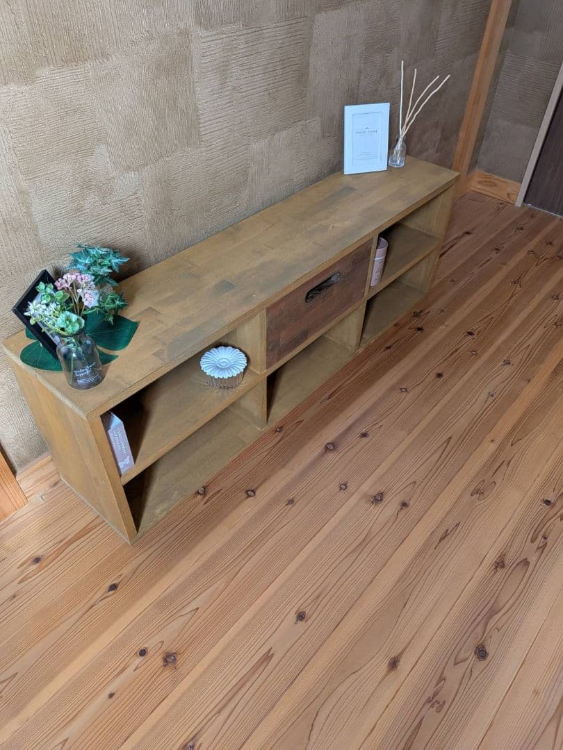 【送料無料】天然木　赤松集成材　チェスト付きスタッキングシェルフ　収納引き出し