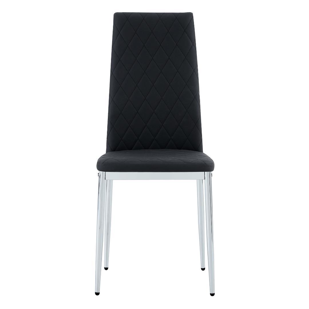 ダイニングチェア 4脚セット レザー メッキ脚 椅子 イス 食卓椅子 菱形