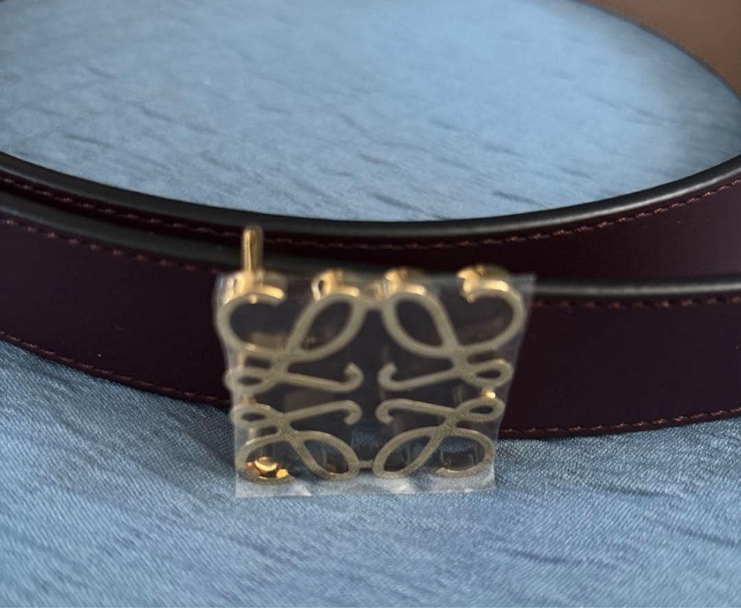 LOEWEリバーシブルアナグラム ベルトスムースカーフBurgundy/Gold
