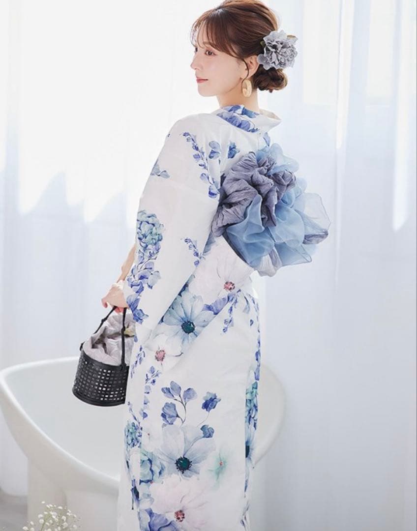 sugar 浴衣　瑠璃色ビオラブーケ